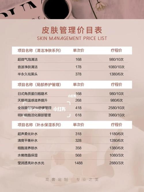 2024年6月美容院护肤品全套价格表,美容院护肤一般多少钱一次